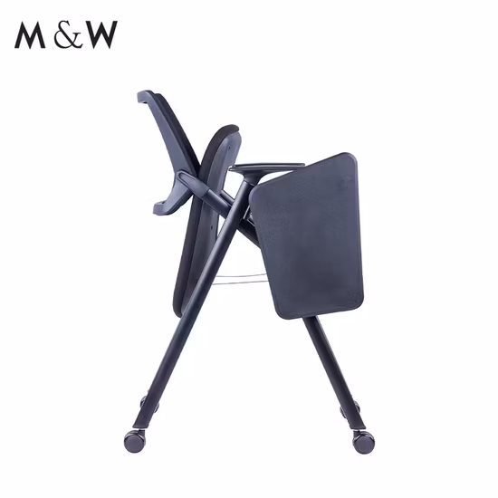 積み重ね可能なPVCメッシュトレーニングチェア、折りたたみ式デスクパッド付き